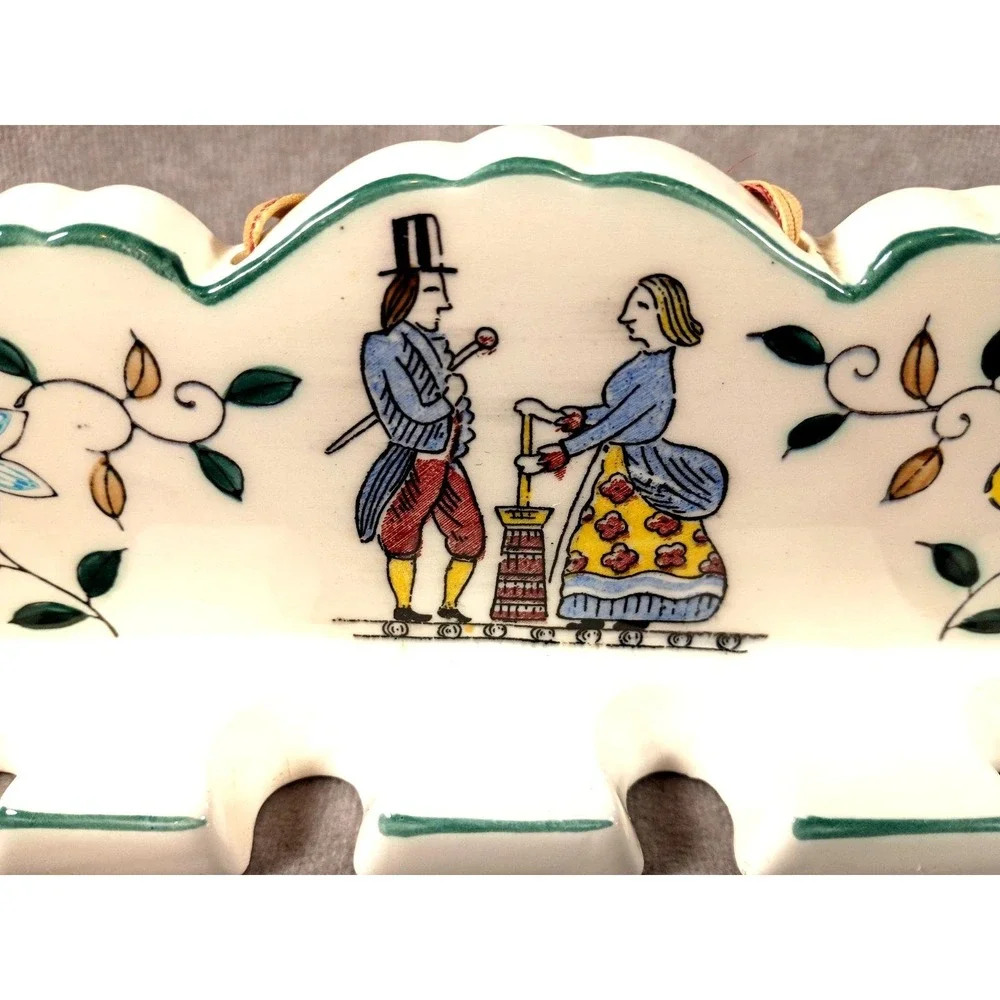 Vintage‎ Japan Ceramic Wall Mount 4 Slot Utensil Holder Folk Art Cottagecore